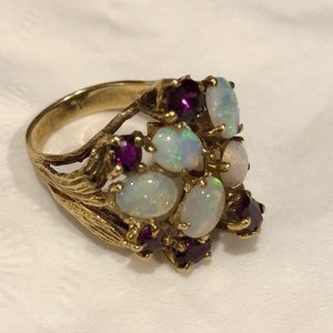 1960’s 14k gold Opal & Ruby Ring size 8